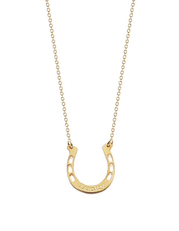 ladies necklace braided gold-Lucky Horseshoe Necklace