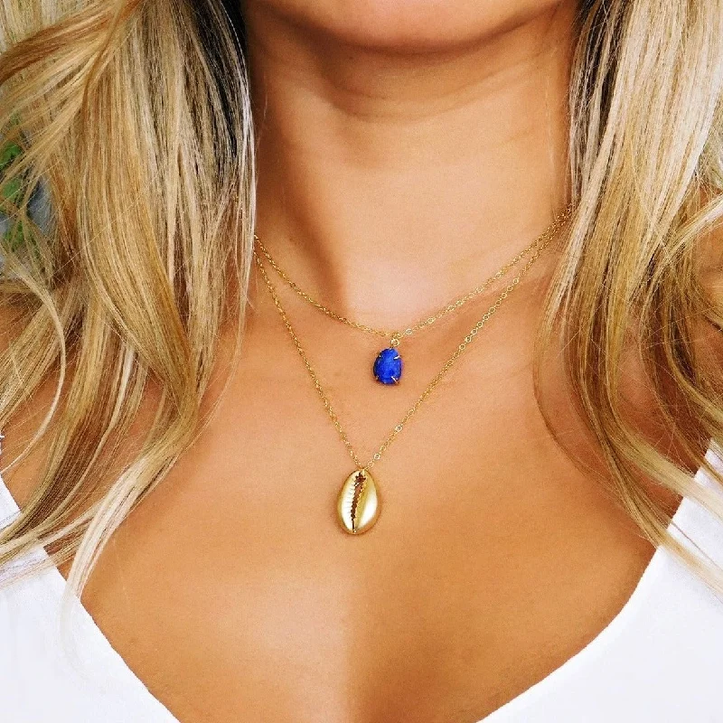 ladies necklace initial silver-Small Lapis Lazuli Drop Necklace