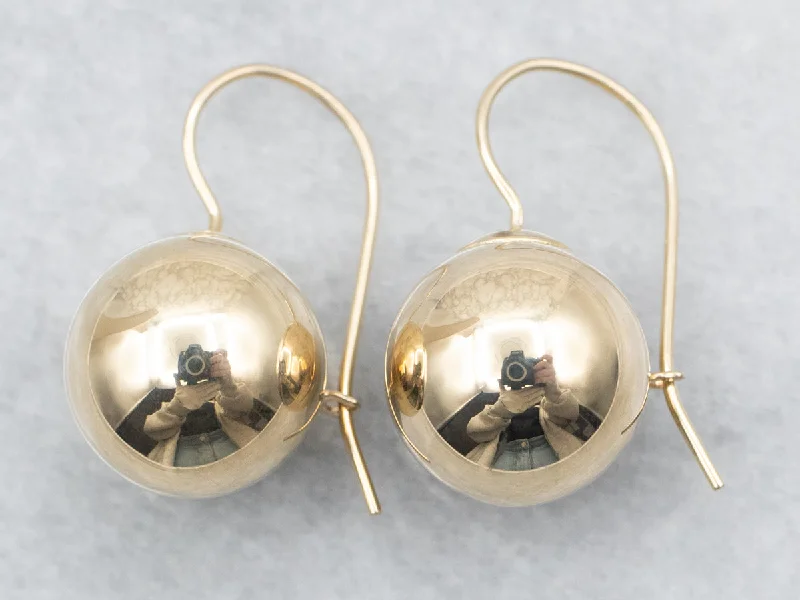 Ladies earrings French elegance styles-Yellow Gold Ball Drop Earrings