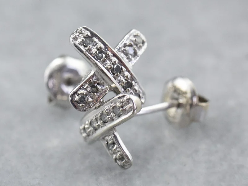 Ladies earrings seasonal collection styles-Diamond X Stud Earrings