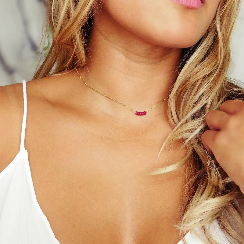 ladies necklace cyber monday silver-Raw Ruby Necklace