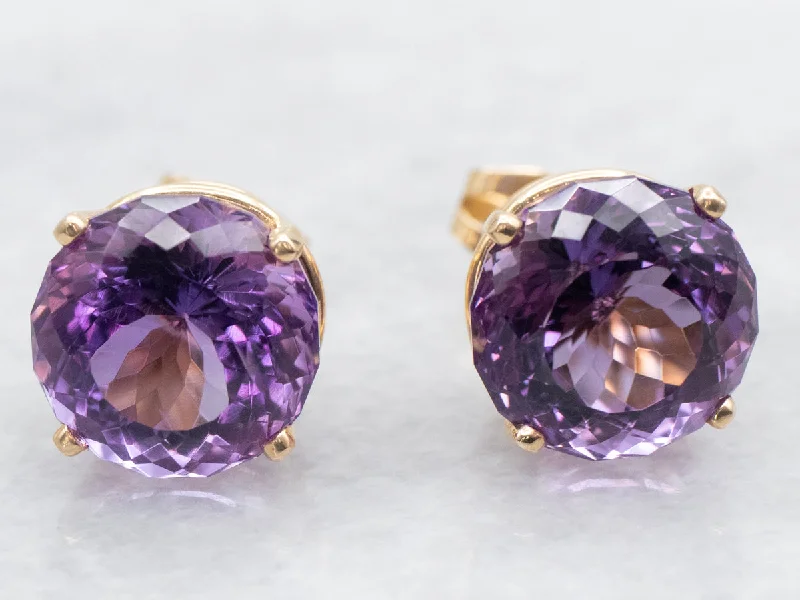 Ladies earrings sentimental keepsake value-Amethyst Statement Stud Earrings