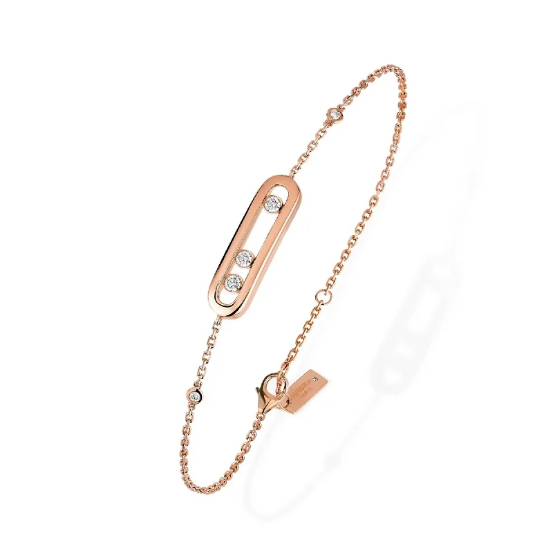 ladies bracelet retro-18ct Pink Gold Baby Move Three Diamond Set Bracelet