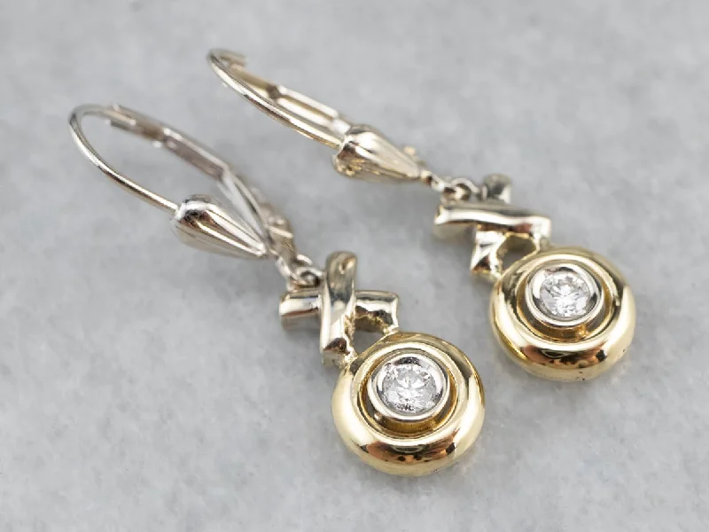 Ladies earrings Indian-inspired designs-Diamond XO Gold Drop Earrings