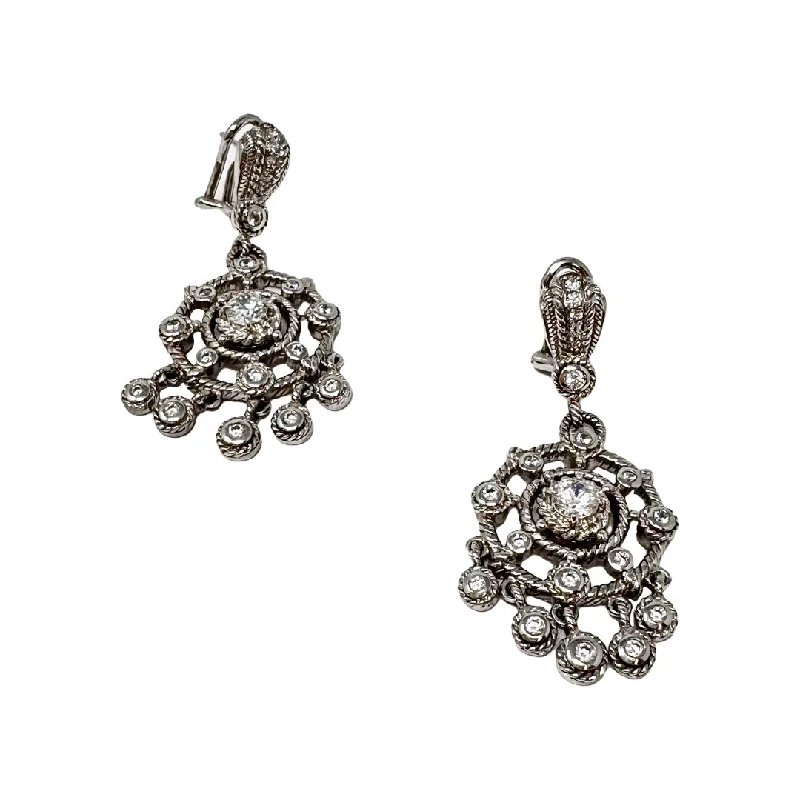 Ladies earrings age-appropriate designs-Judith Ripka Round Drop Earrings with  CZ