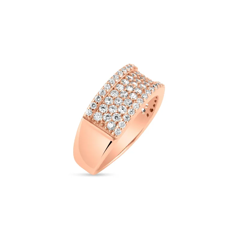 Ladies rings personalized touch options-Silver 925 Rose Gold Plated Micro Pave CZ Ring - BGR00608