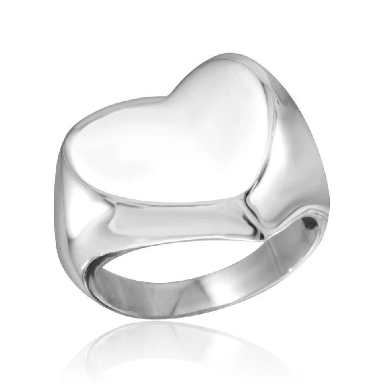 Ladies rings topaz vibrant designs-Rhodium Plated 925 Sterling Silver Heart Ring - CR00805