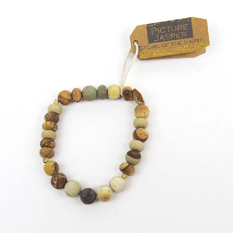 ladies bracelet valentine gold-Scout Picture Jasper Stone Stacking Bracelet