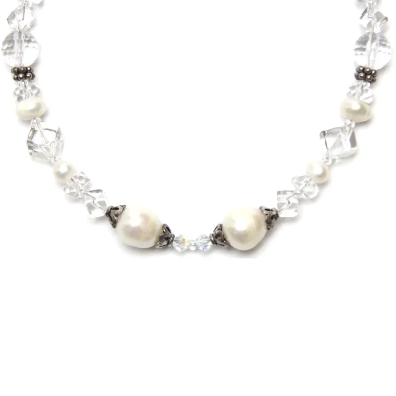 ladies necklace bib-Gemstone Quartz Pearls Necklace