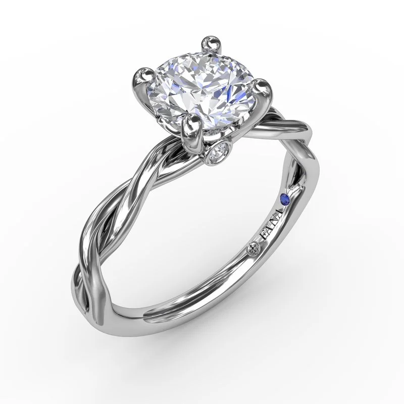 Ladies engagement rings couple halos-Elegantly Twisted Engagement Ring