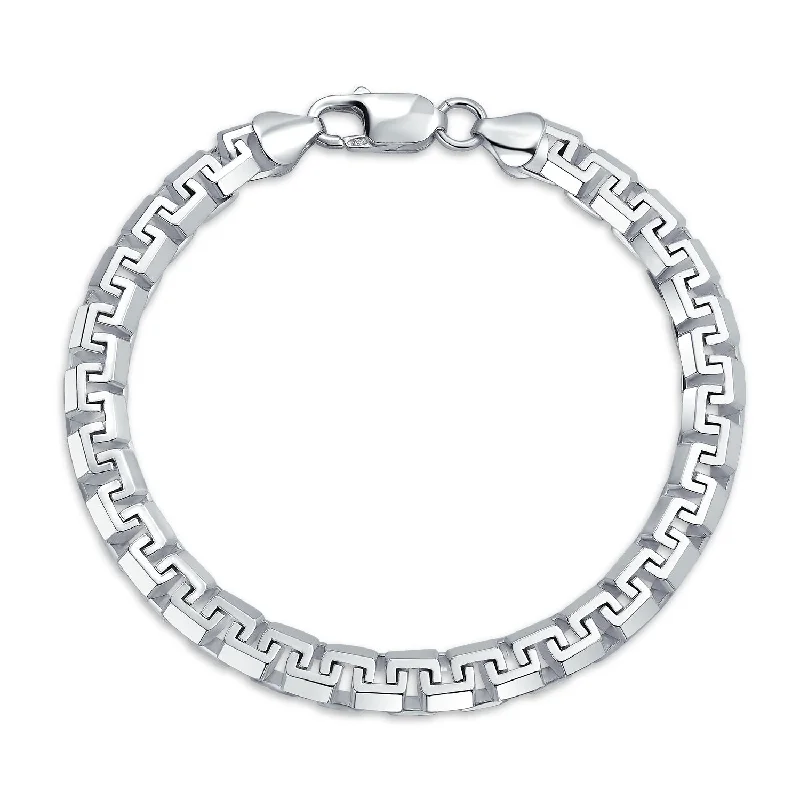 ladies bracelet diamond-Men's Solid Heavy Forzata Franco Chain Link Bracelet Sterling Silver Italy 8-9 Inch