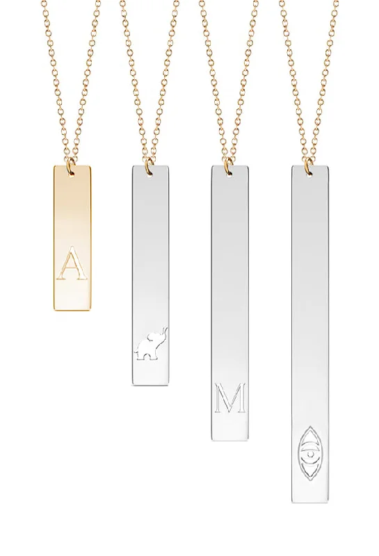 ladies necklace casual-Stella Vertical Bar Necklace