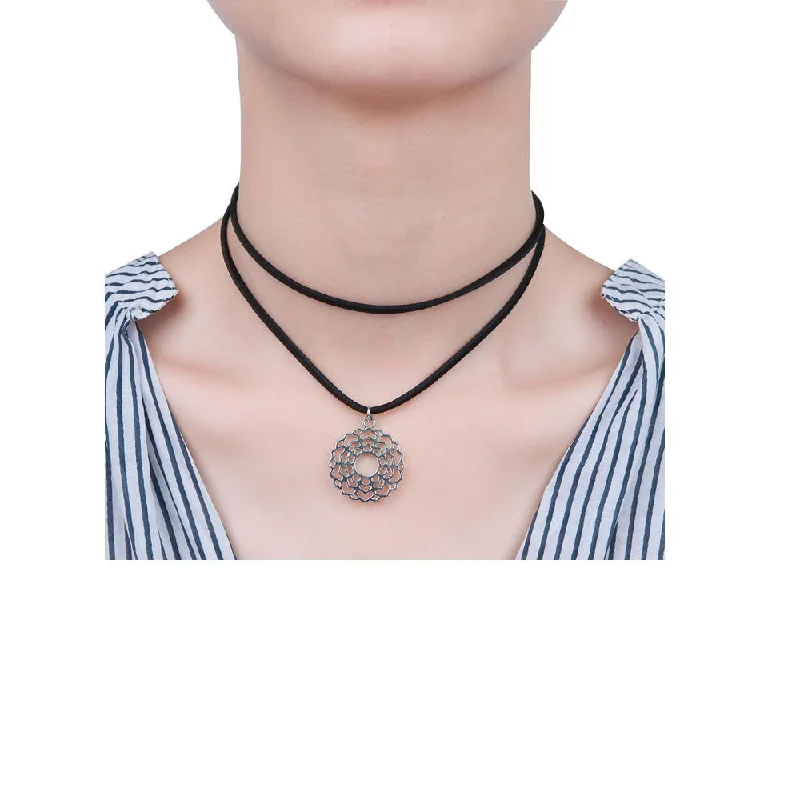 ladies necklace gothic-Sexy Sparkles Velvet Suede Double Layer Chakra Choker Energy Necklace for Women Girls (D:Sahasrara)