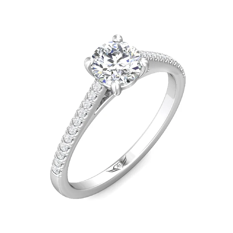 Ladies engagement rings bold diamond cuts-Dainty side-stone Engagement Ring