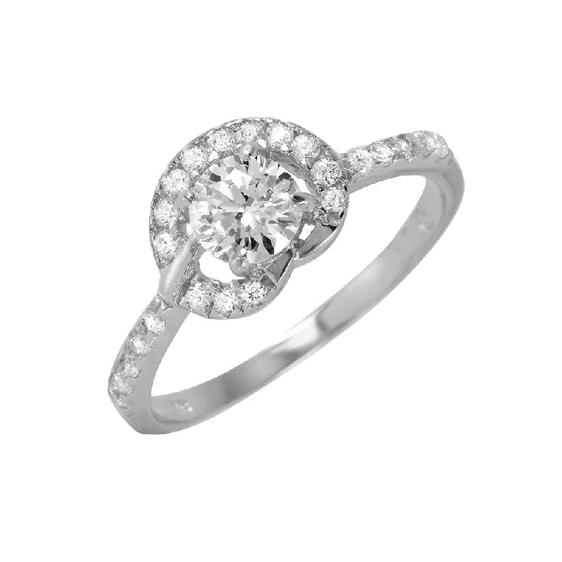 Ladies rings Christmas gift designs-Silver 925 Rhodium Plated CZ Ring - BGR00957