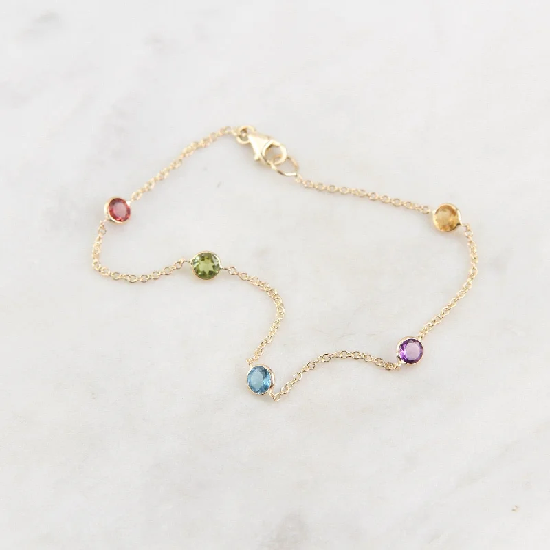 ladies bracelet summer silver-14k Gold Multi-Stone Station Bracelet