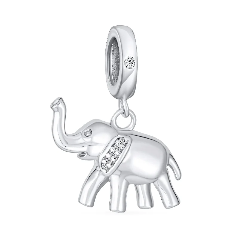 ladies bracelet fashion jewelry-Trunk Up Elephant Dangle Charm Bead Sterling Silver for European Bracelet