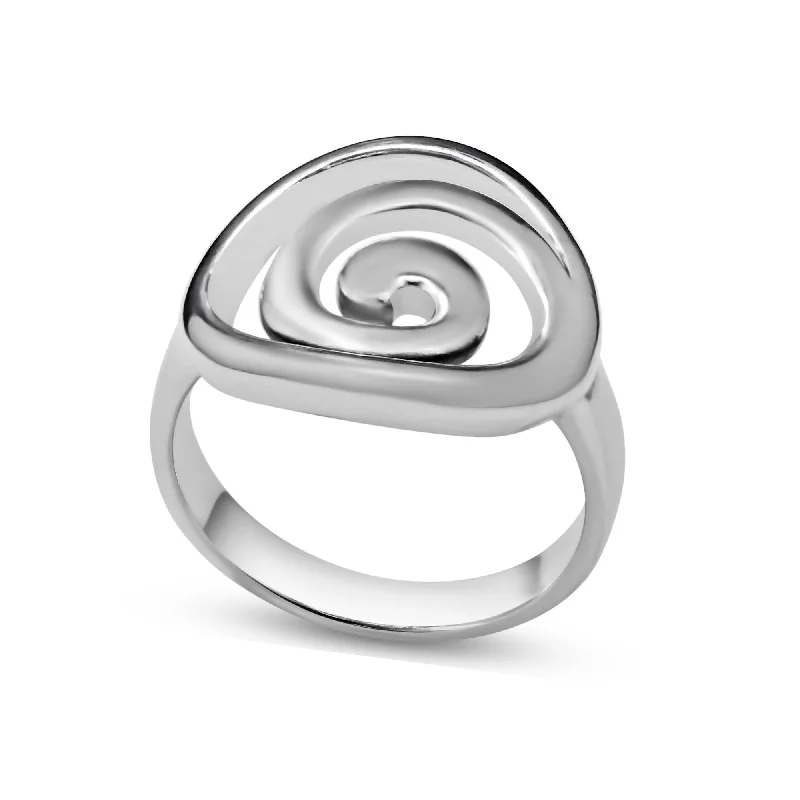 Ladies rings artisan cooperative rings-High Polished 925 Sterling Silver Swirly Ring - CR00718