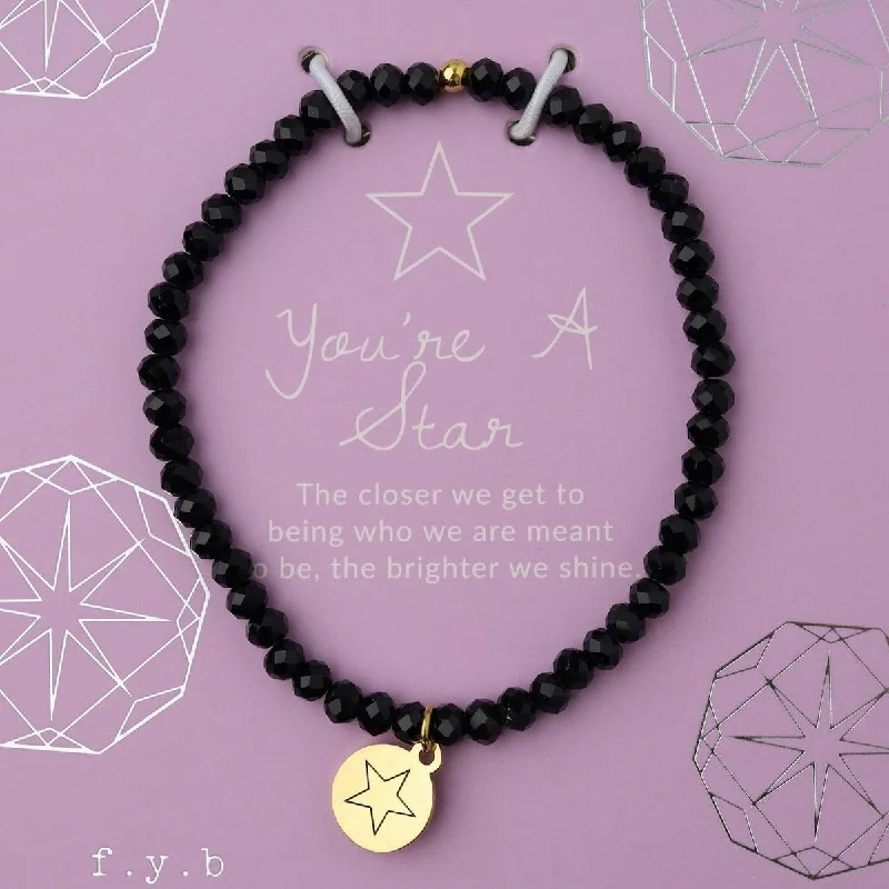 ladies bracelet spring-You're a Star - Stretchy Black Crystal Bracelet