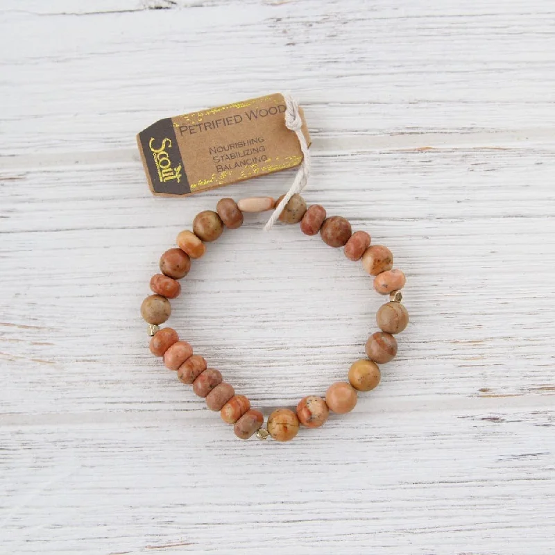 ladies bracelet tropical gold-Scout Petrified Wood Stone Stacking Bracelet