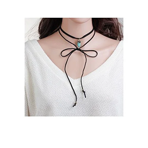 ladies necklace unique silver-Sexy Sparkles Velvet Choker Necklace for Women Girls Gothic Choker Bolo Tie Chokers