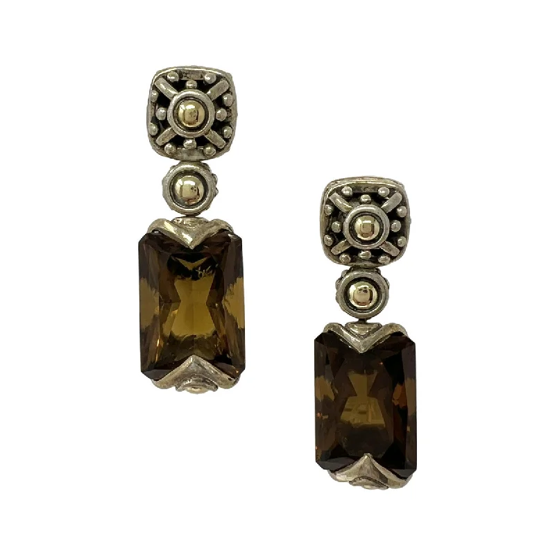 Ladies earrings modern sleek appeal-John Hardy Two-tone Batu Sari Quartz Drop Earrings