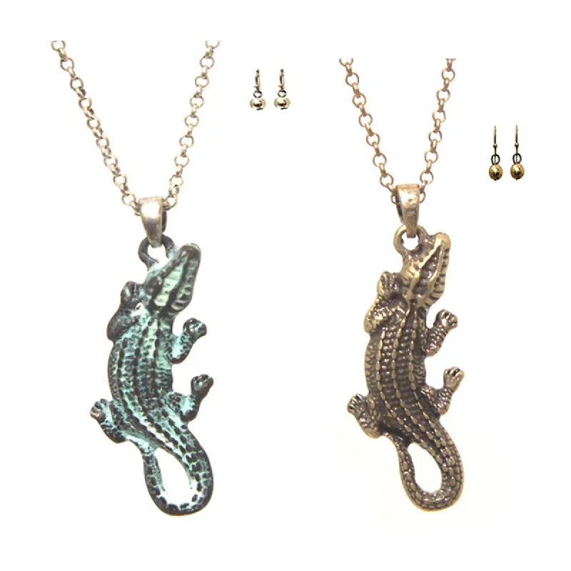 ladies necklace limited edition-Alligator Necklace w/ Earrings