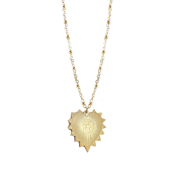 ladies necklace halo-Vesta Initial Heart Medallion Necklace