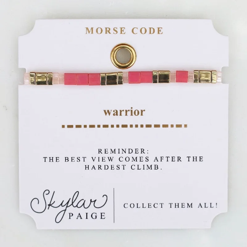 ladies bracelet fashion 2025-Warrior - Morse Code Tila Beaded Bracelet