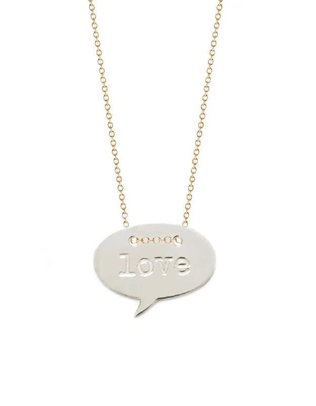 ladies necklace premium gold-Mini Love Quote Necklace