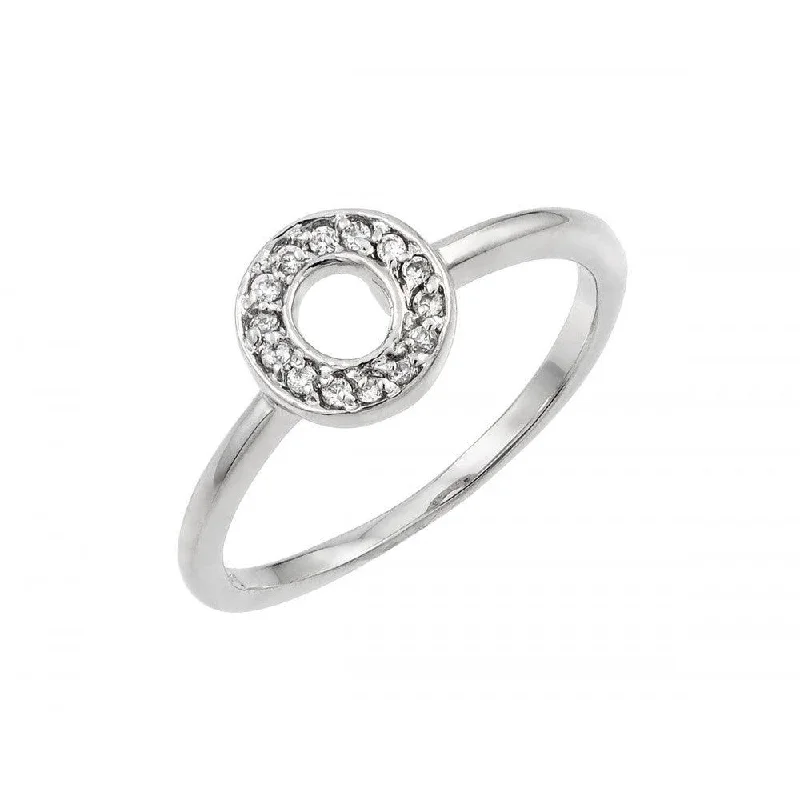 Ladies rings standout unique styles-Silver 925 Rhodium Plated Pave Set Clear CZ Open Circle Ring - BGR00837