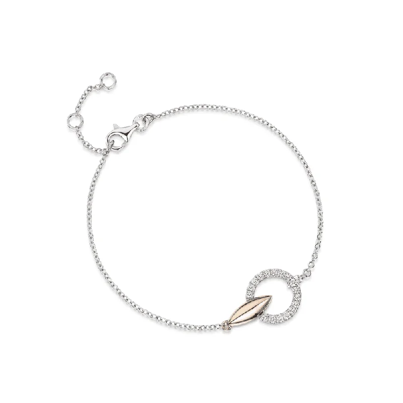 ladies bracelet cuff white gold-The Origin Collection 18ct White & Rose Gold Diamond Circle and Marquise Bracelet