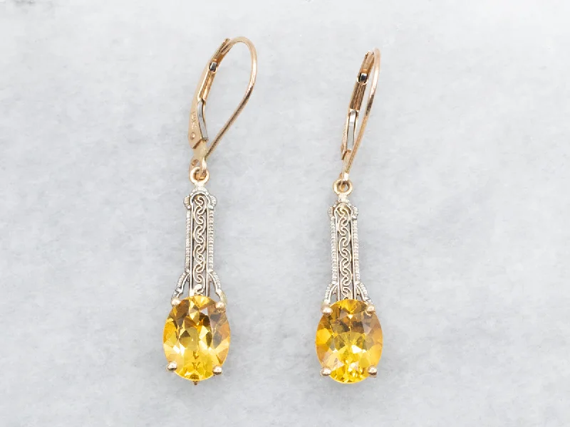 Ladies earrings age-appropriate designs-Golden Beryl Drop Earrings