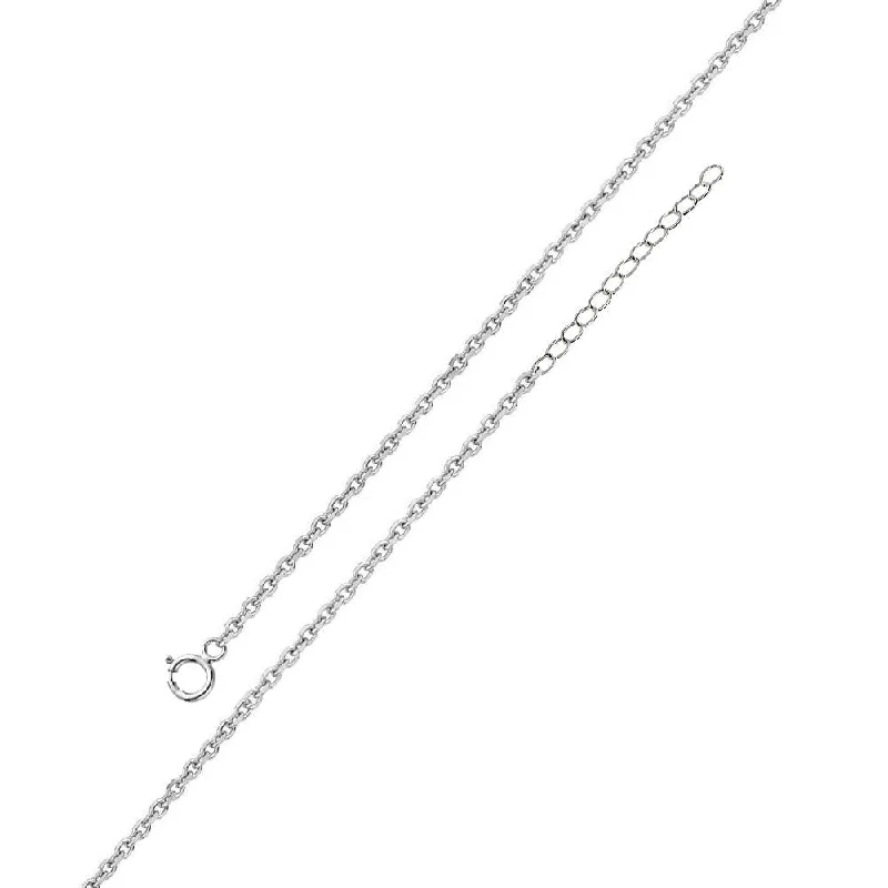 Ladies rings polished gemstone styles-Rhodium Plated 925 Sterling Silver Adjustable Extension Chain 1.25mm - S030RH-SPRING