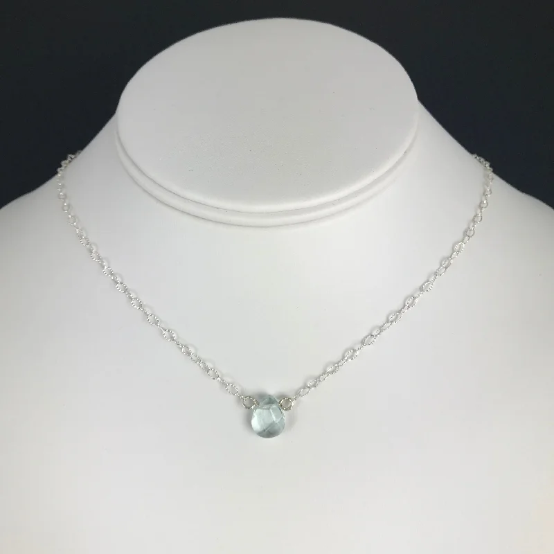 ladies necklace pave-Side to Side Aqua Quartz Necklace