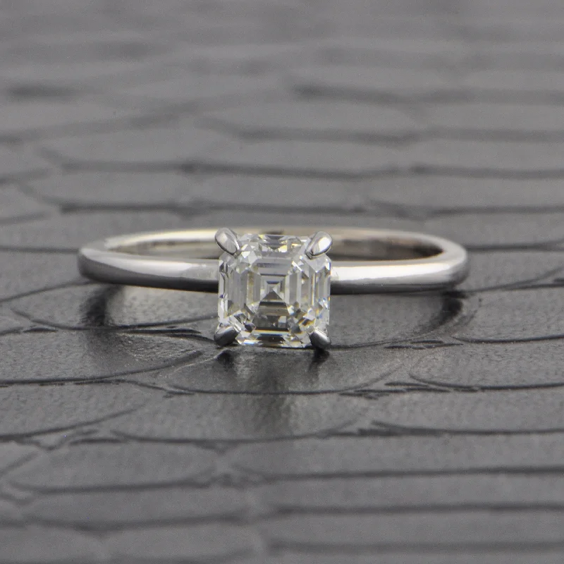 Ladies engagement rings store locations-GIA 1.01 ct. Asscher Cut Diamond Engagement Ring