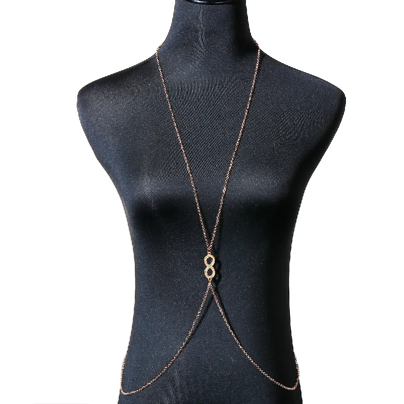 ladies necklace ethical rose gold-Sexy Sparkles Bikini Beach Crossover Harness Necklace Waist Belly Body Chain Jewelry