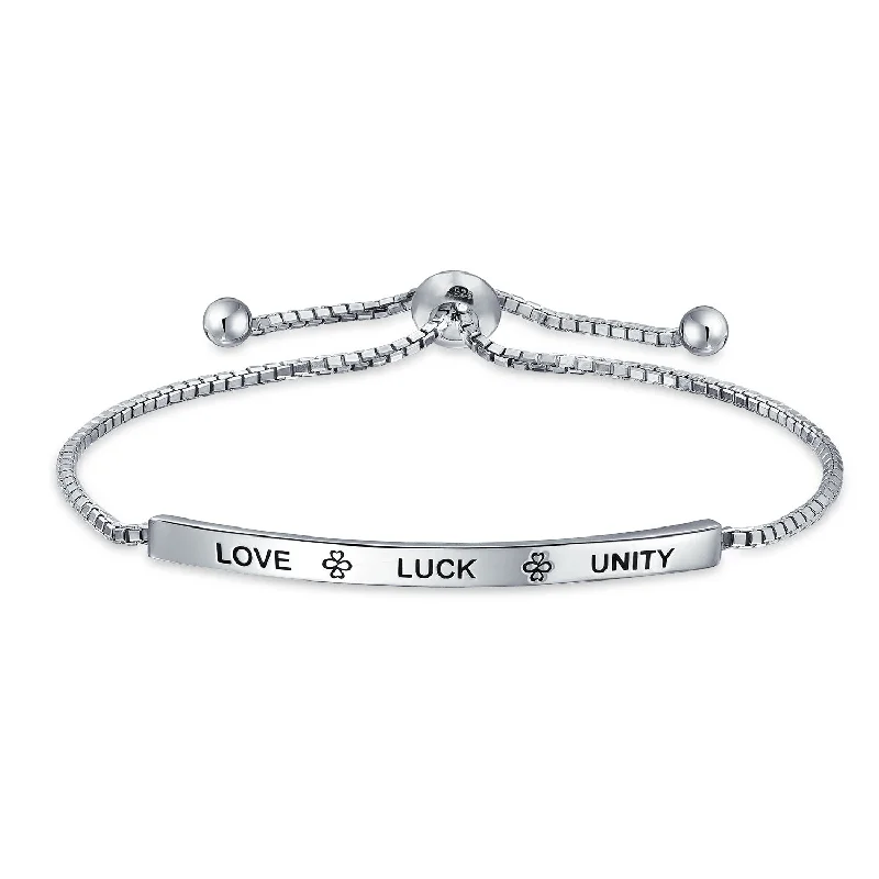 ladies bracelet chunky silver-Ayllu ID Bracelet Heart Infinity Clover for Love Luck & Unity in Sterling Silver