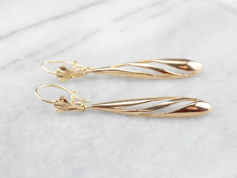 Ladies earrings industrial style designs-Teardrop Gold Drop Earrings