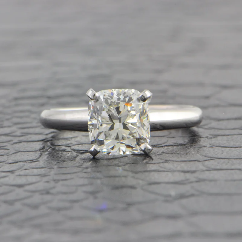 Ladies engagement rings upcycled halo bands-GIA 2.06 ct. I-SI1 Cushion Cut Diamond Engagement Ring in White Gold