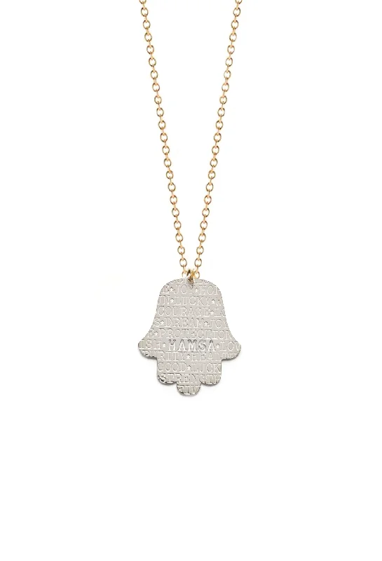 ladies necklace yellow topaz-Good Karma Hamsa Necklace