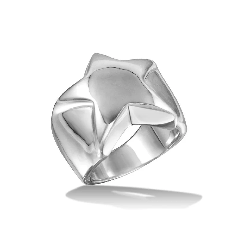 Ladies rings marquise cut rings-High Polished 925 Sterling Silver Star Ring - CR00721