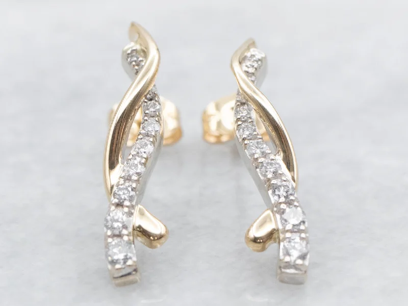 Ladies earrings festive season styles-Twisting Diamond Drop Earrings