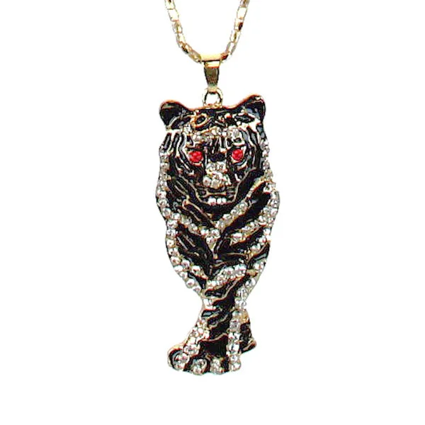 ladies necklace pendant-Tiger Pendant Necklace Betsey Johnson