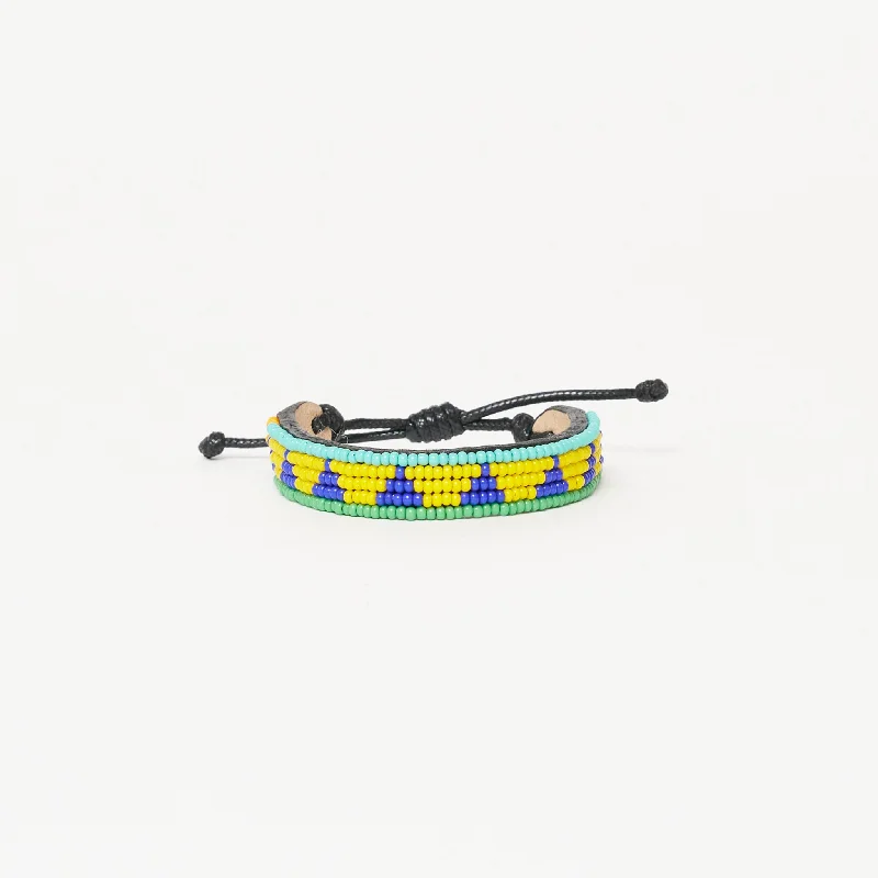 ladies bracelet slim platinum-Piramidi Bracelet - Yellow/Blue Multi