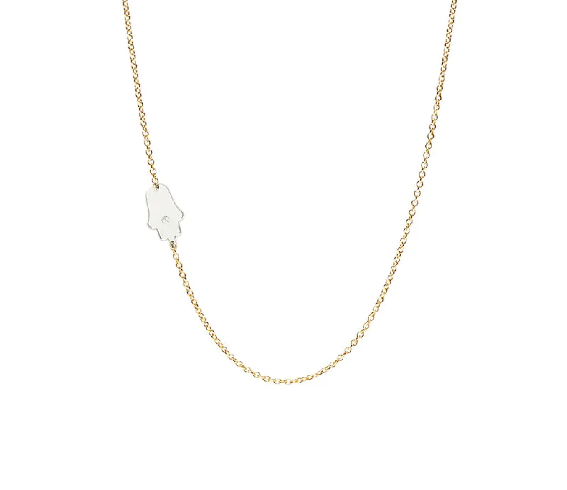 ladies necklace choker-Dani Hamsa Diamond Necklace