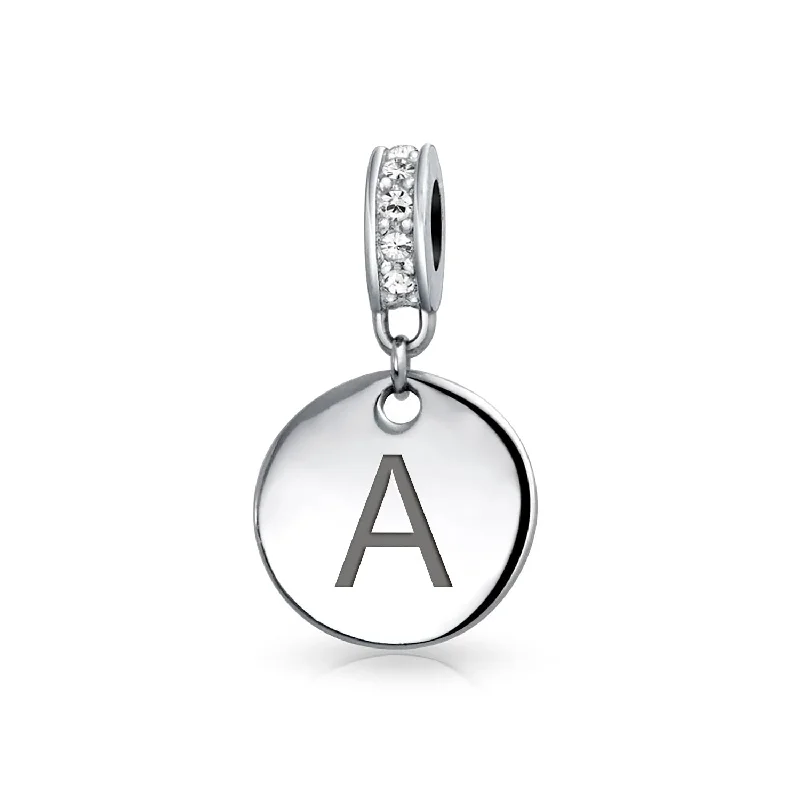 ladies bracelet holiday-A-Z Monogram Crystal Accent Initial Alphabet Bead Charm for European Bracelet