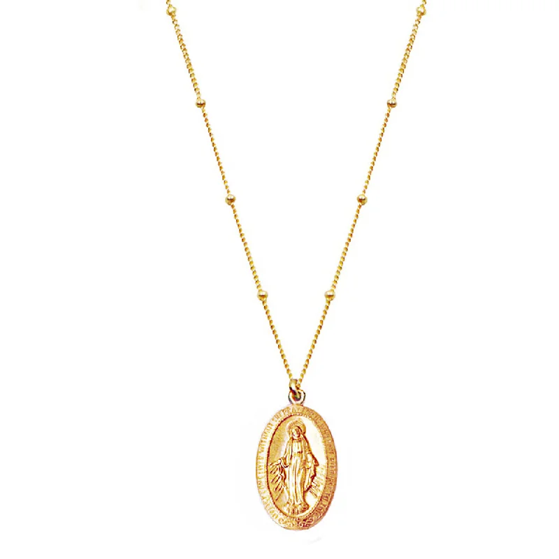 ladies necklace modern platinum-Virgin De Guadalupe Necklace