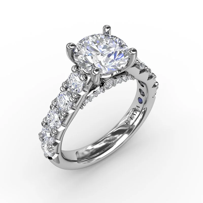 Ladies engagement rings delicate solitaires-Classic Round Chunky Diamond Solitaire Engagement Ring