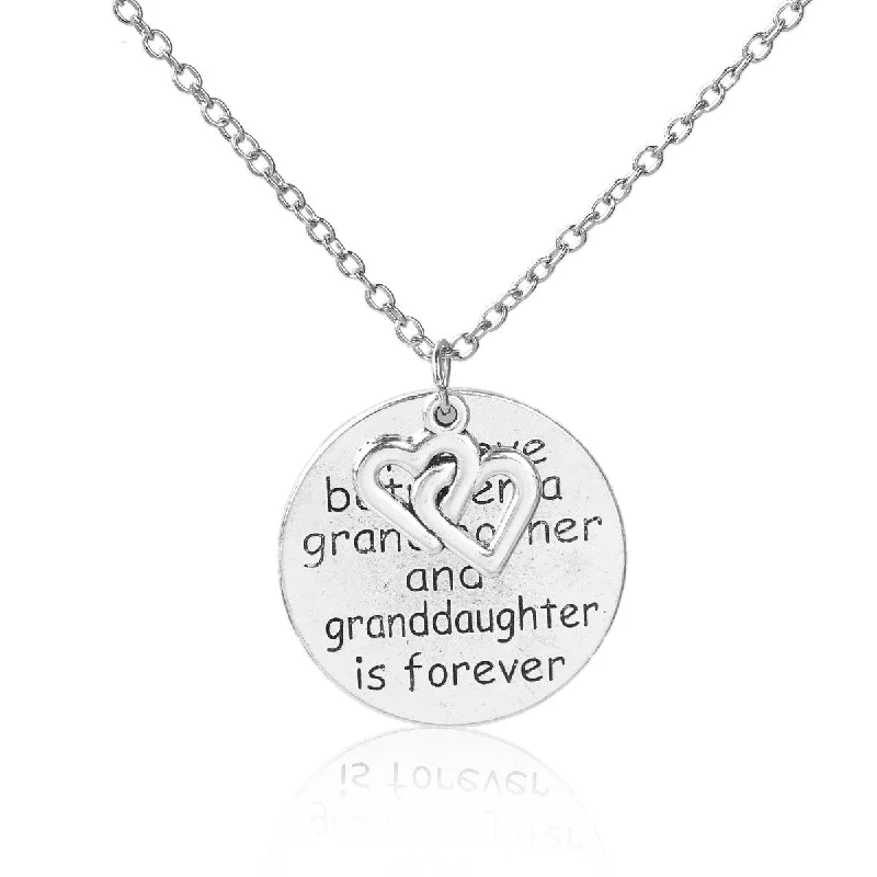 ladies necklace 1920s style-Sexy sparkles The Love Between Grandmother and Granddaughter is forever heart Necklace